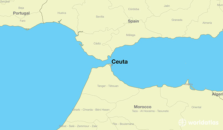 map showing the location of Ceuta