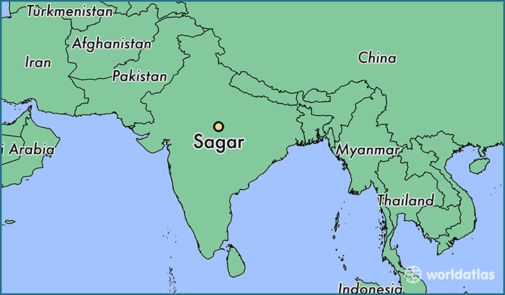 map showing the location of Sagar