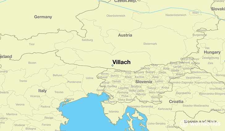 map showing the location of Villach