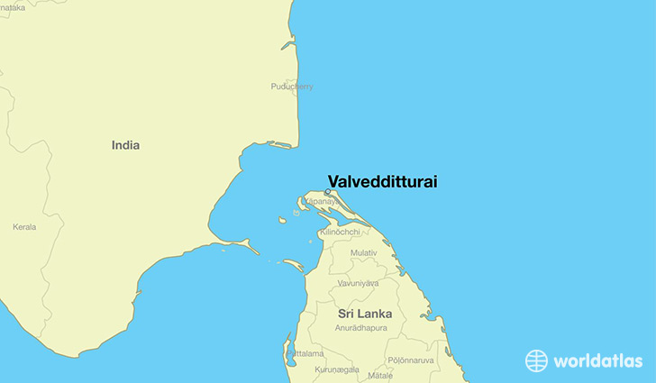 map showing the location of Valvedditturai