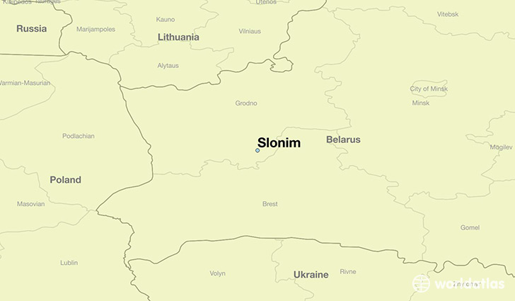 map showing the location of Slonim