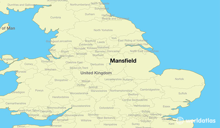 map showing the location of Mansfield