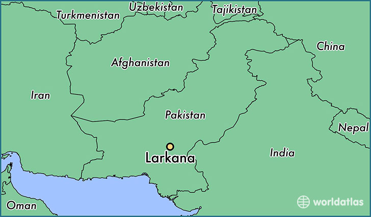 map showing the location of Larkana