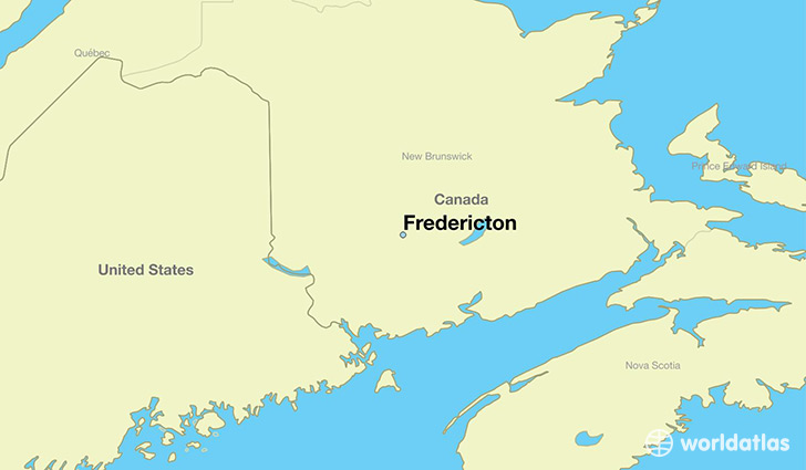 map showing the location of Fredericton