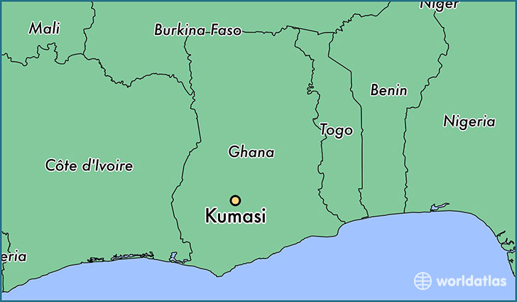 map showing the location of Kumasi