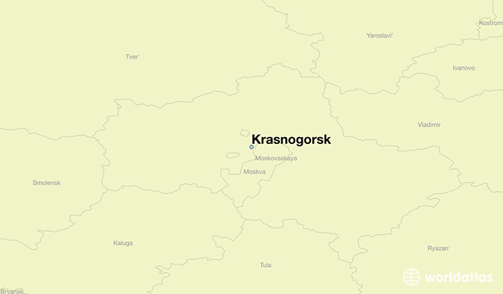 map showing the location of Krasnogorsk