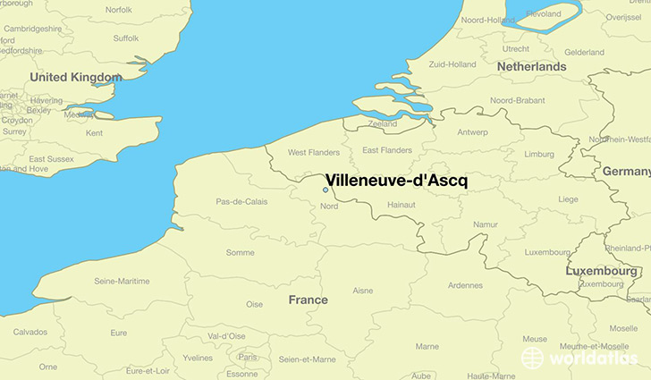 map showing the location of Villeneuve-d'Ascq