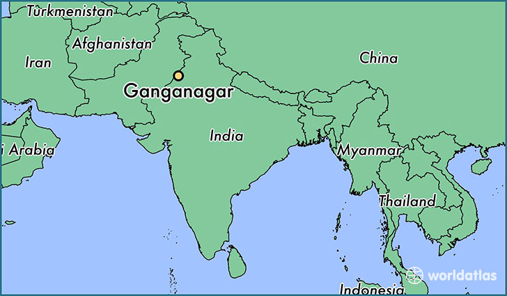 map showing the location of Ganganagar