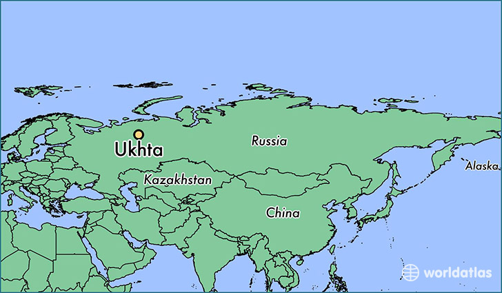 map showing the location of Ukhta