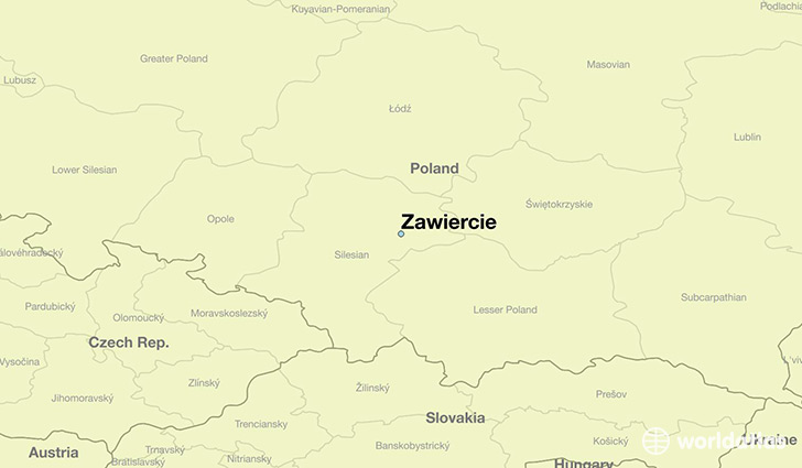 map showing the location of Zawiercie