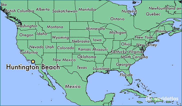 map showing the location of Huntington Beach