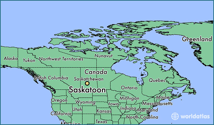 map showing the location of Saskatoon