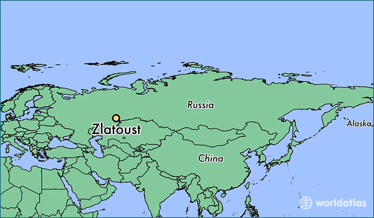 map showing the location of Zlatoust