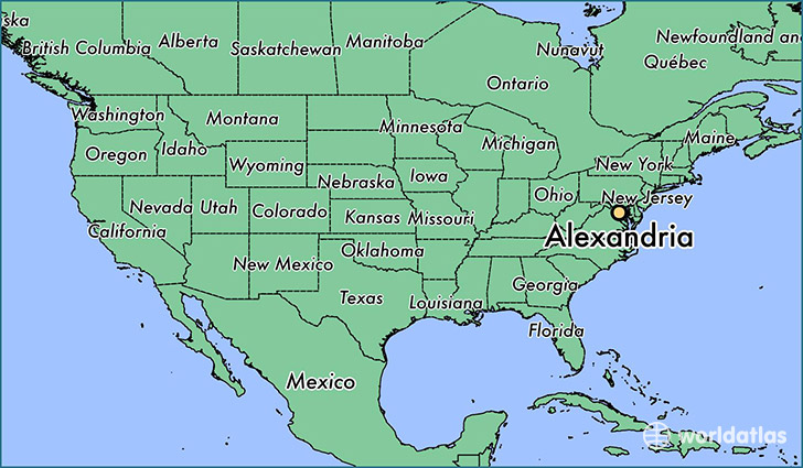 map showing the location of Alexandria