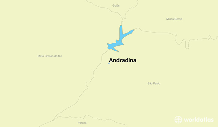 map showing the location of Andradina