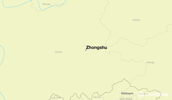 map showing the location of Zhongshu