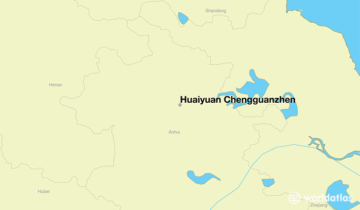 map showing the location of Huaiyuan Chengguanzhen