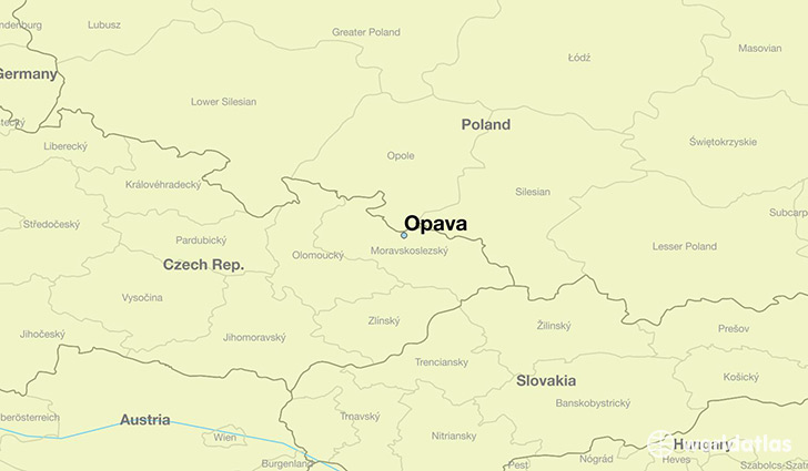 map showing the location of Opava