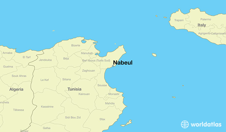 map showing the location of Nabeul