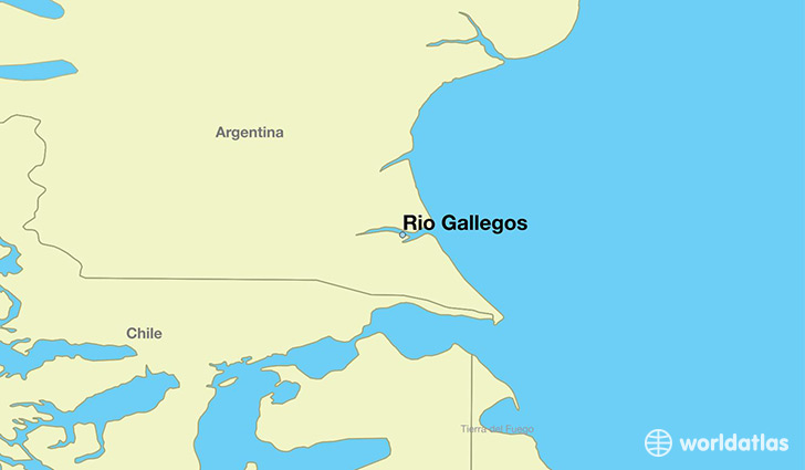 map showing the location of Rio Gallegos