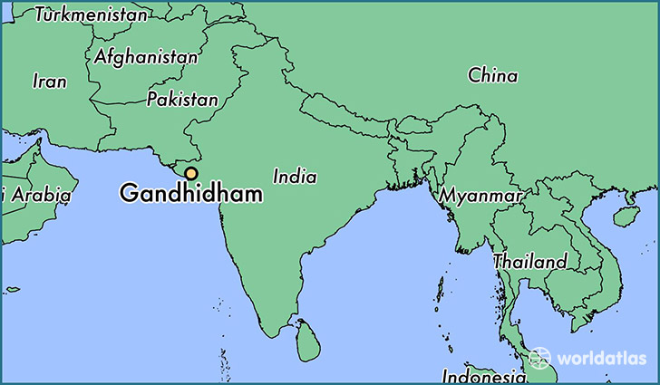 map showing the location of Gandhidham