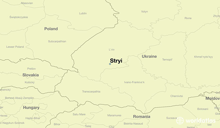 map showing the location of Stryi