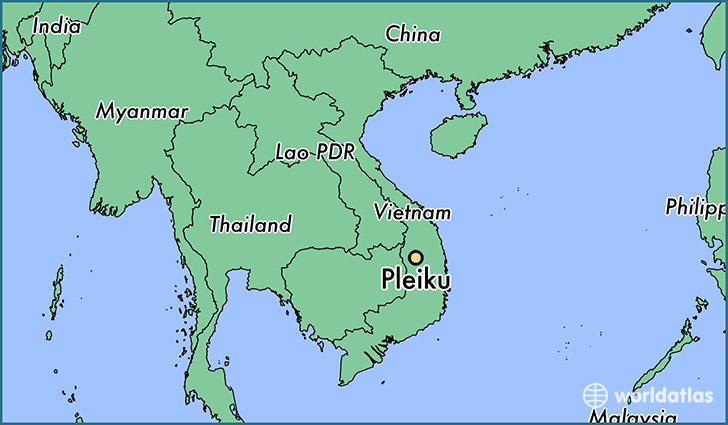 map showing the location of Pleiku