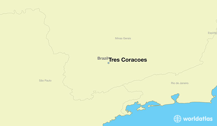 map showing the location of Tres Coracoes