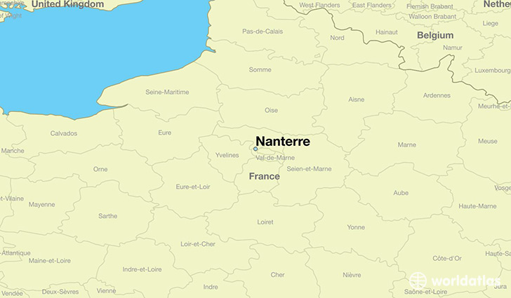 map showing the location of Nanterre