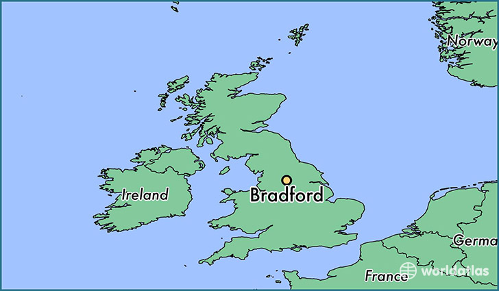 map showing the location of Bradford