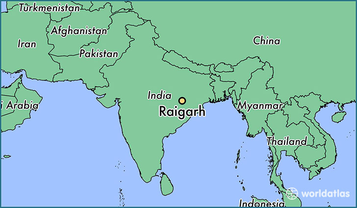 map showing the location of Raigarh