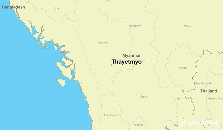 map showing the location of Thayetmyo