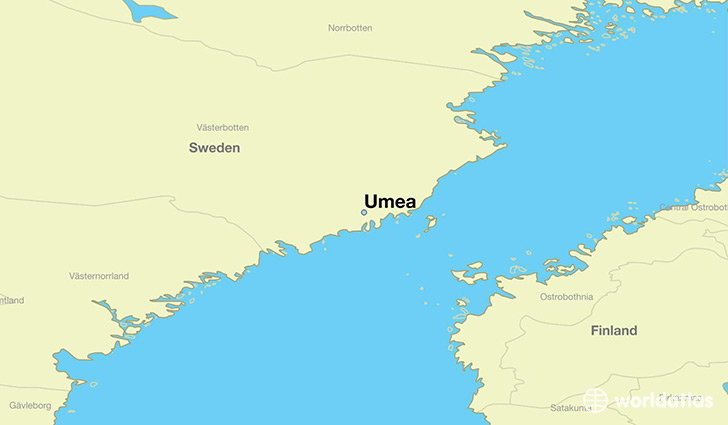 map showing the location of Umea