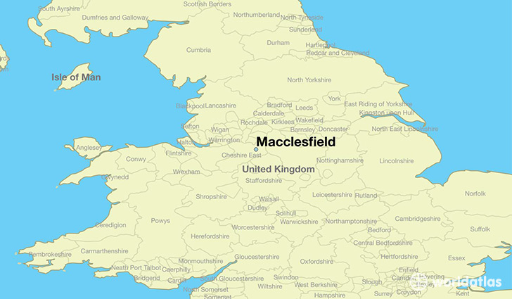 map showing the location of Macclesfield