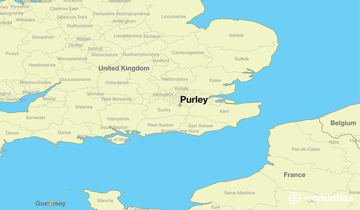 map showing the location of Purley