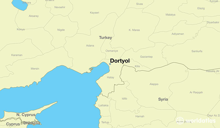 map showing the location of Dortyol