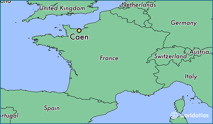 map showing the location of Caen