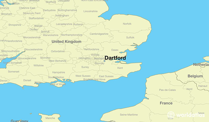 map showing the location of Dartford
