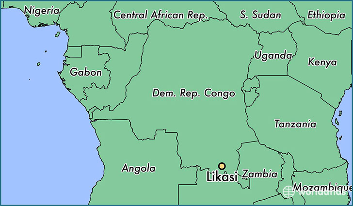 map showing the location of Likasi