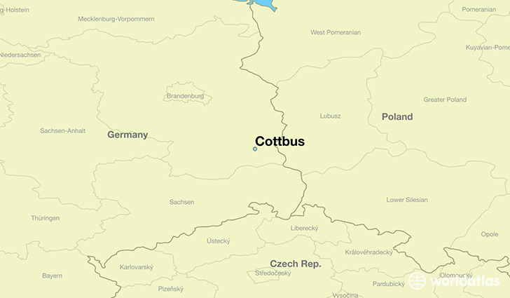 map showing the location of Cottbus