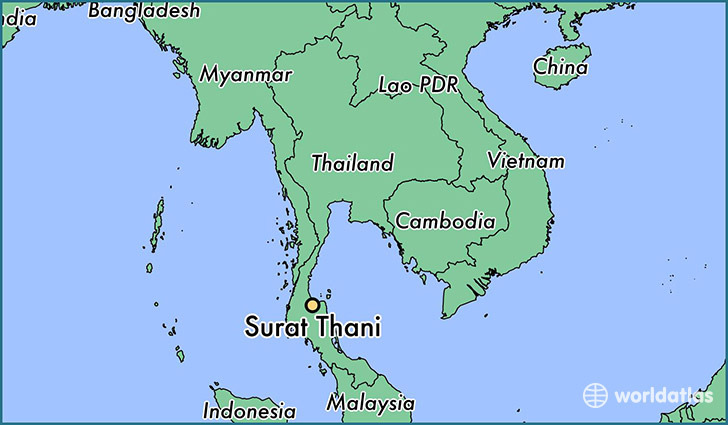 map showing the location of Surat Thani