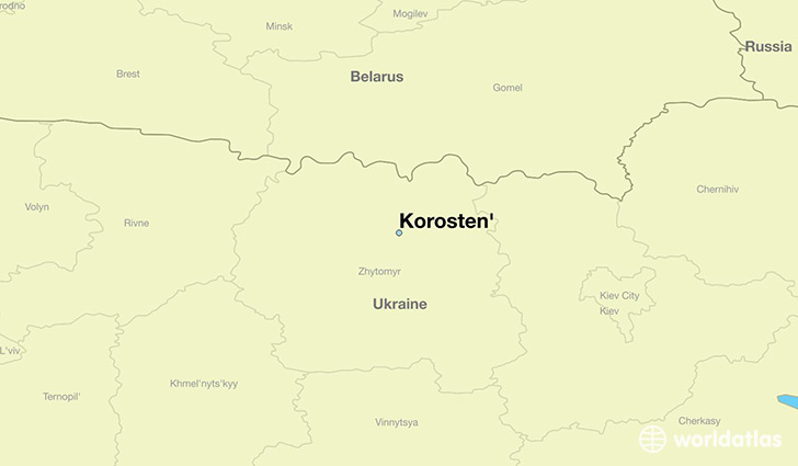 map showing the location of Korosten'