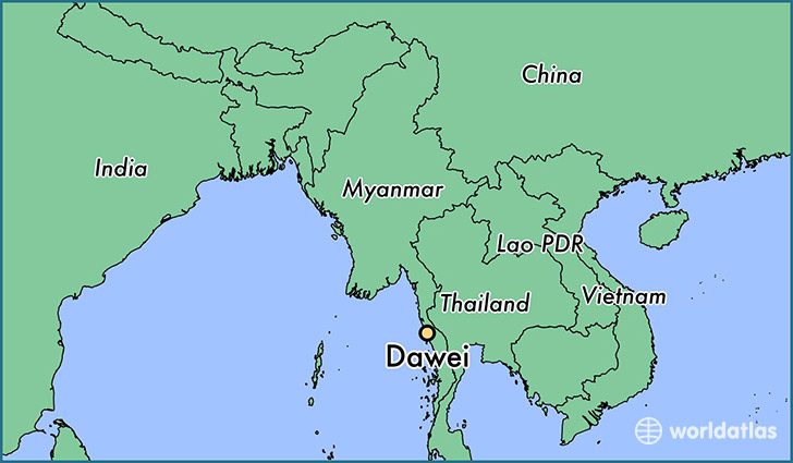 map showing the location of Dawei