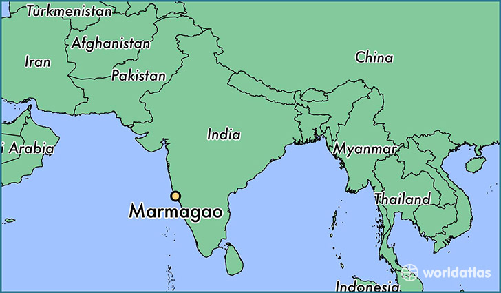 map showing the location of Marmagao