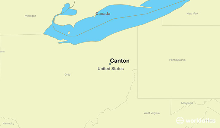 map showing the location of Canton