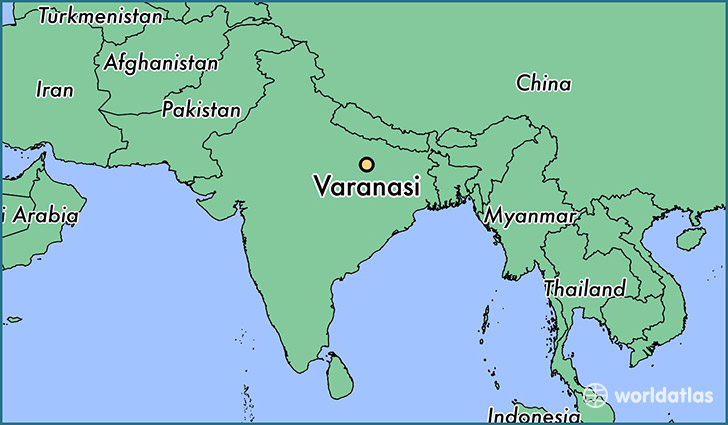 map showing the location of Varanasi