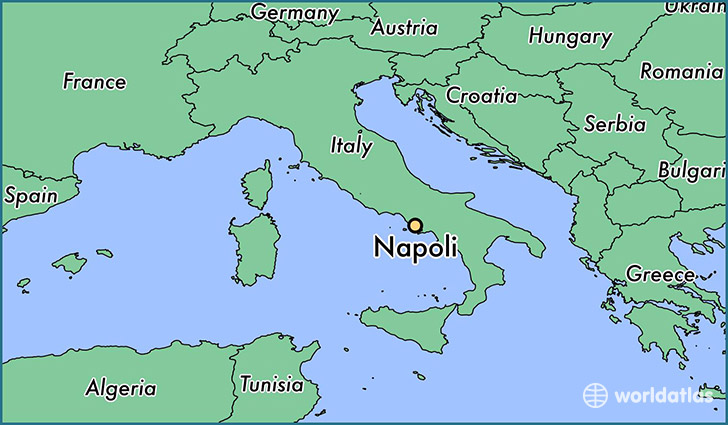 map showing the location of Napoli