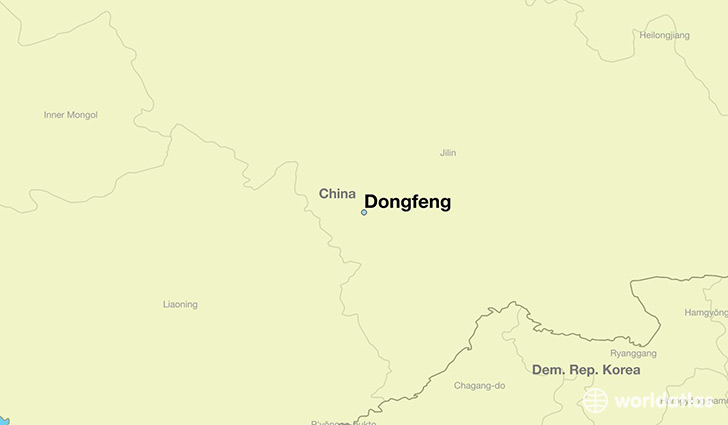 map showing the location of Dongfeng