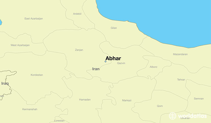map showing the location of Abhar