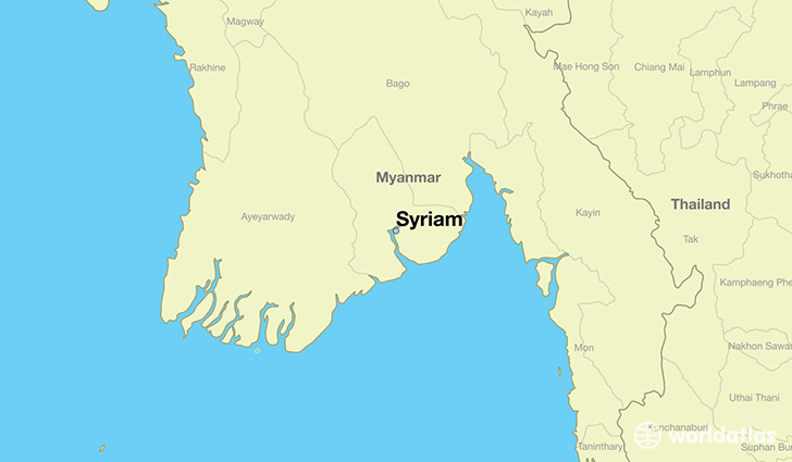 map showing the location of Syriam
